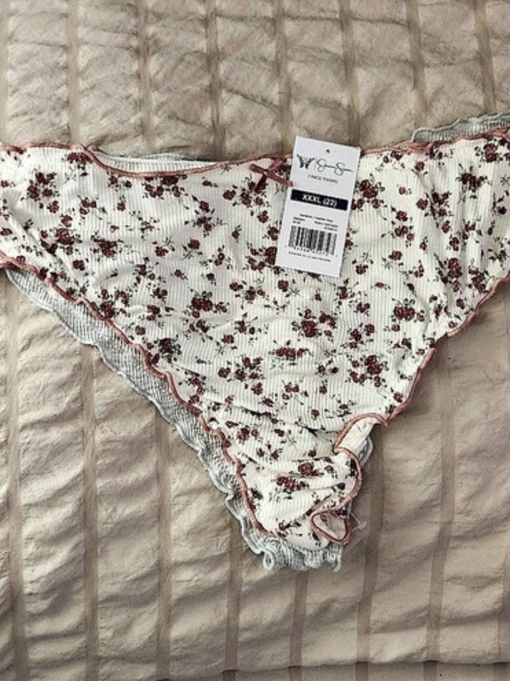 Jessica Simpson 2 Pack Thong Floral Thong 2-Pack in White & Red XXXL (22) NWT